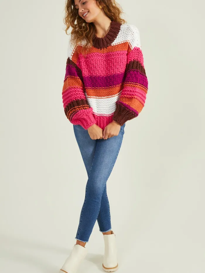 Women Tillie Chunky Sweater Pinkmulti Altar039d State Sweaters