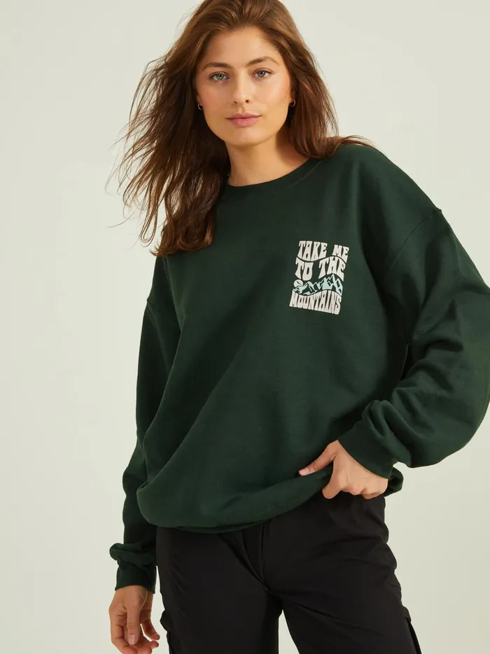 Women To The Mountains Graphic Sweatshirt Forest Altar039d State Activewear