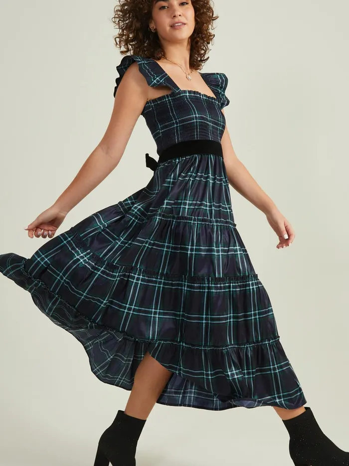 Women Trystn Plaid Midi Dress Navygreen Altar039d State Casual
