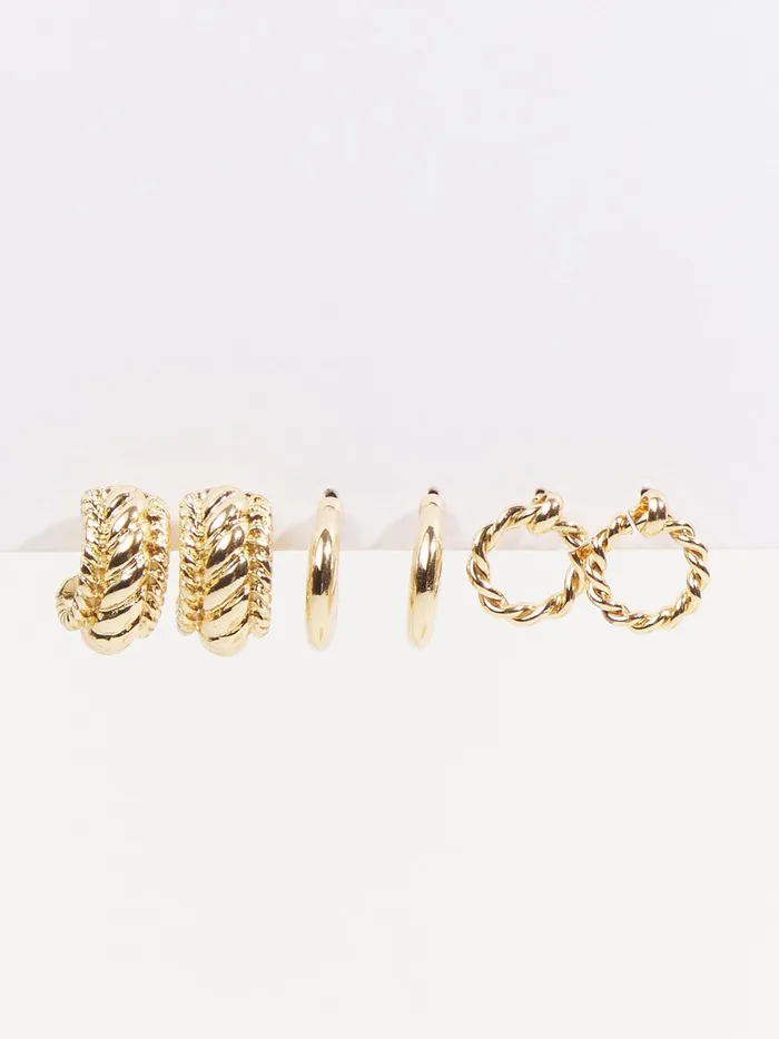 Women Twisted Hoop Earring Pack Gold Altar039d State Jewelry