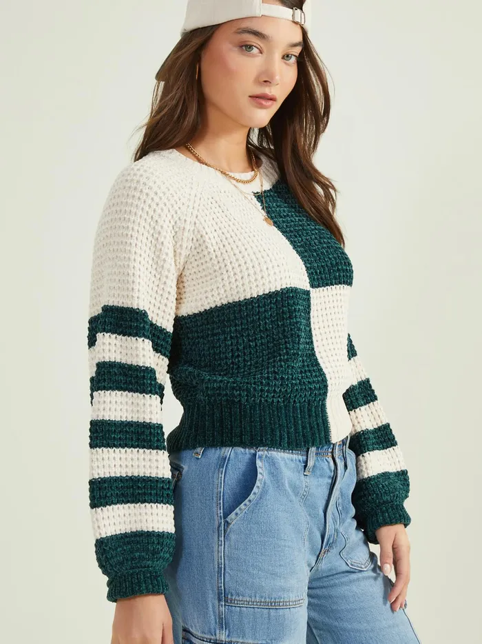 Women Vana Colorblock Sweater Huntergreenivory Altar039d State Sweaters