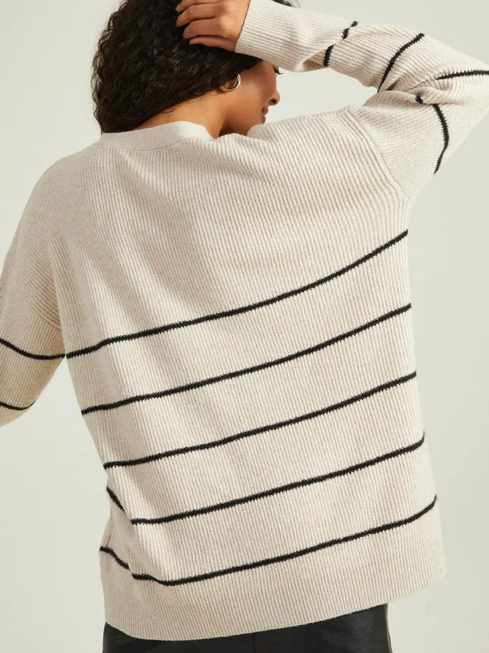 Women Vienna Striped Cardigan Oatmealblack Altar039d State Cardigans