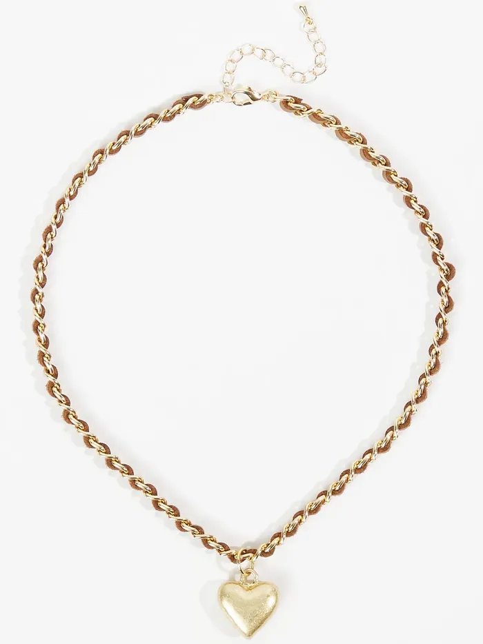 Women Woven Leather Chain Heart Necklace Gold Altar039d State Jewelry