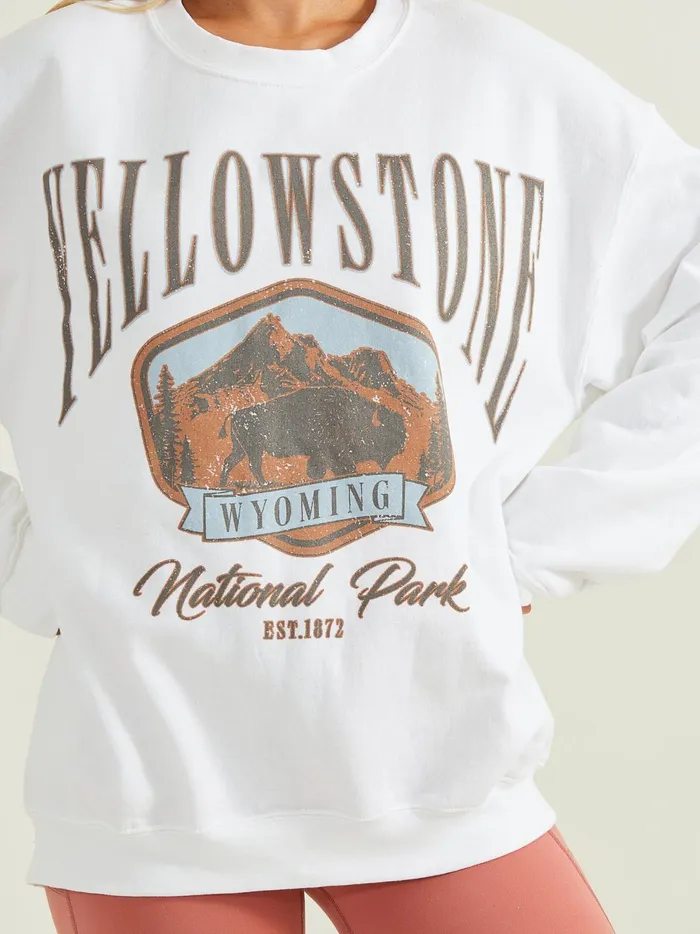 Women Yellowstone Wyoming Graphic Sweatshirt White Altar039d State Activewear