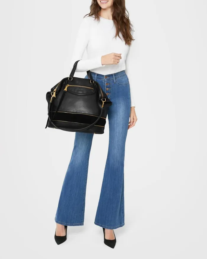 Worth It Expandable Tote Black With 14k Yellow Gold Women Aimee Kestenberg Tote Bags