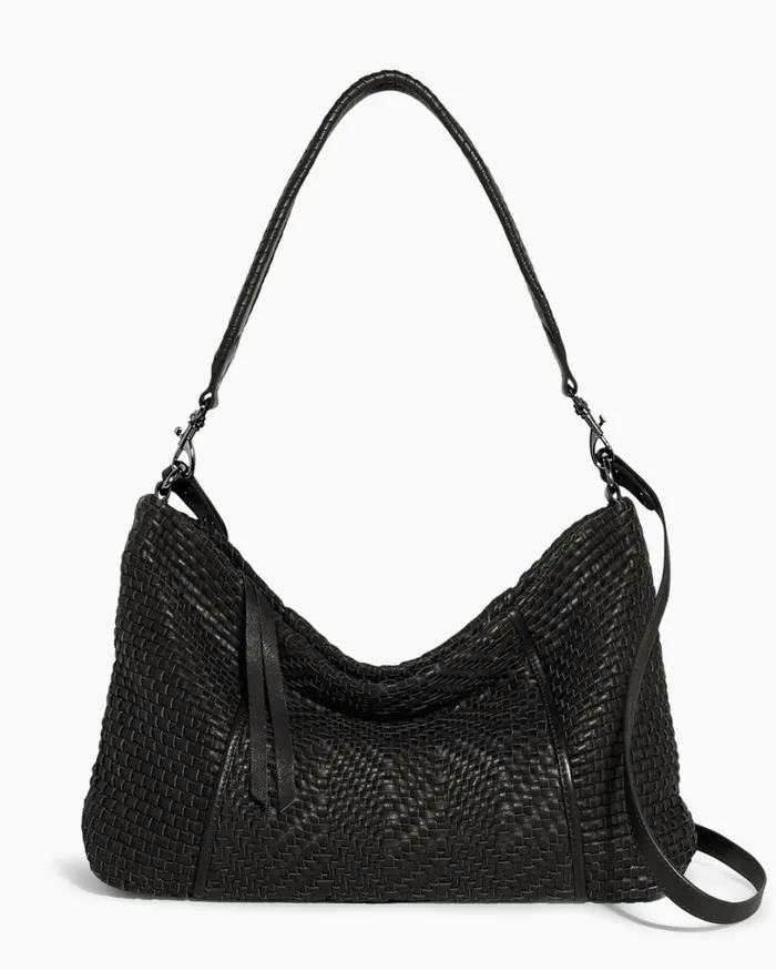 Woven All For Love Convertible Hobo Black With Gunmetal Women Aimee Kestenberg Shoulder Bags Woven All For Love Convertible Hobo Black With Gunmetal Women Aimee Kestenberg Shoulder Bags