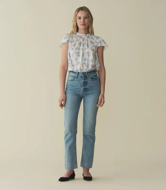 YVIE TOP Bleu Frolicking Floral Shop DEN Tops