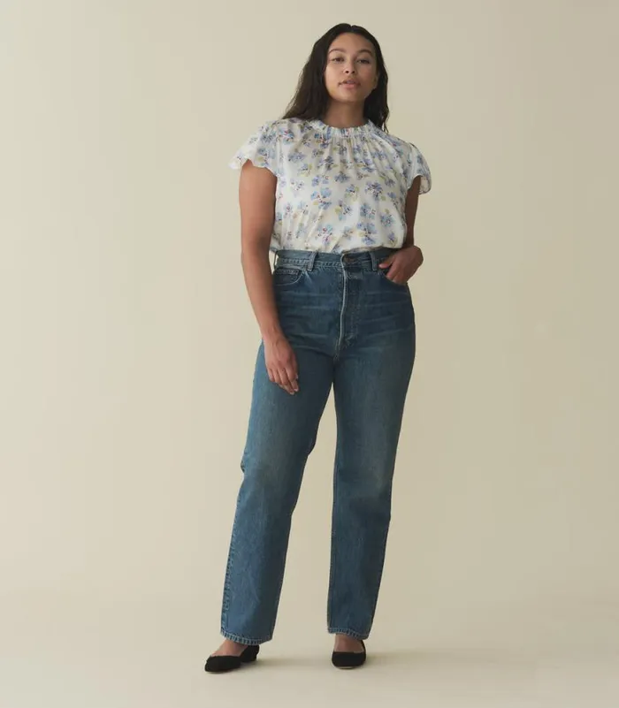 YVIE TOP Bleu Frolicking Floral Shop DEN Tops