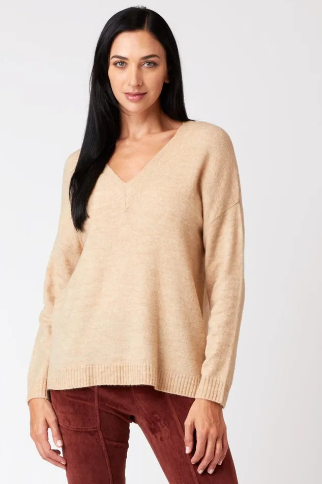 Zoya VNeck Sweater Pale Camel Clothing XCVI Sweaters