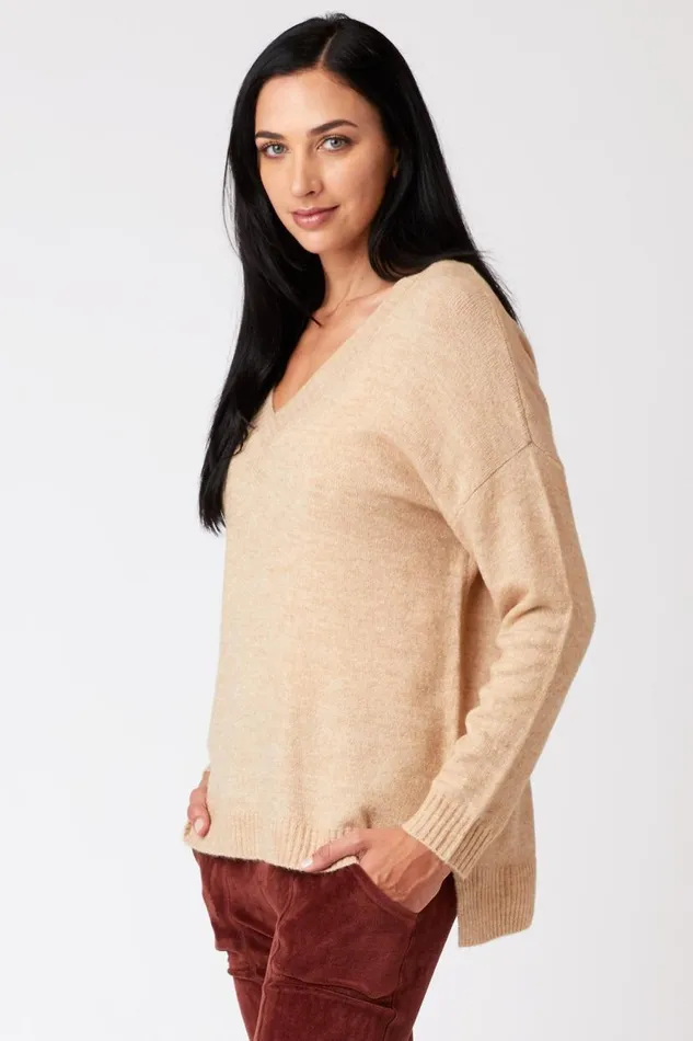 Zoya VNeck Sweater Pale Camel Clothing XCVI Sweaters